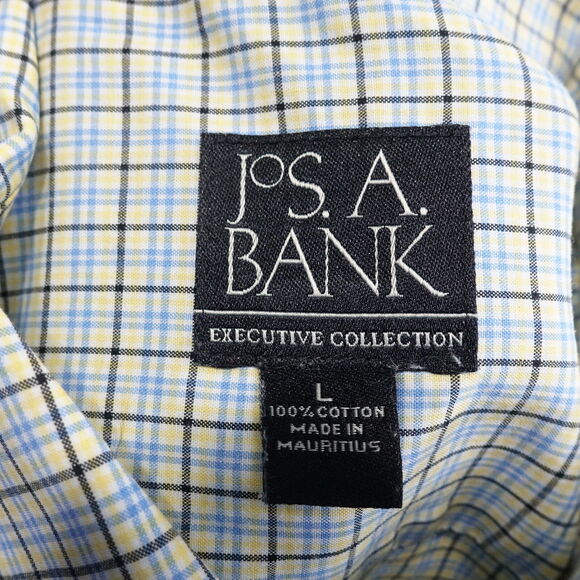JOS A BANK EXECUTIVE COLLECTION YELLOW BLUE CHECK BUTTON DOWN SHIRT MENS SIZE L - Picture 6 of 6